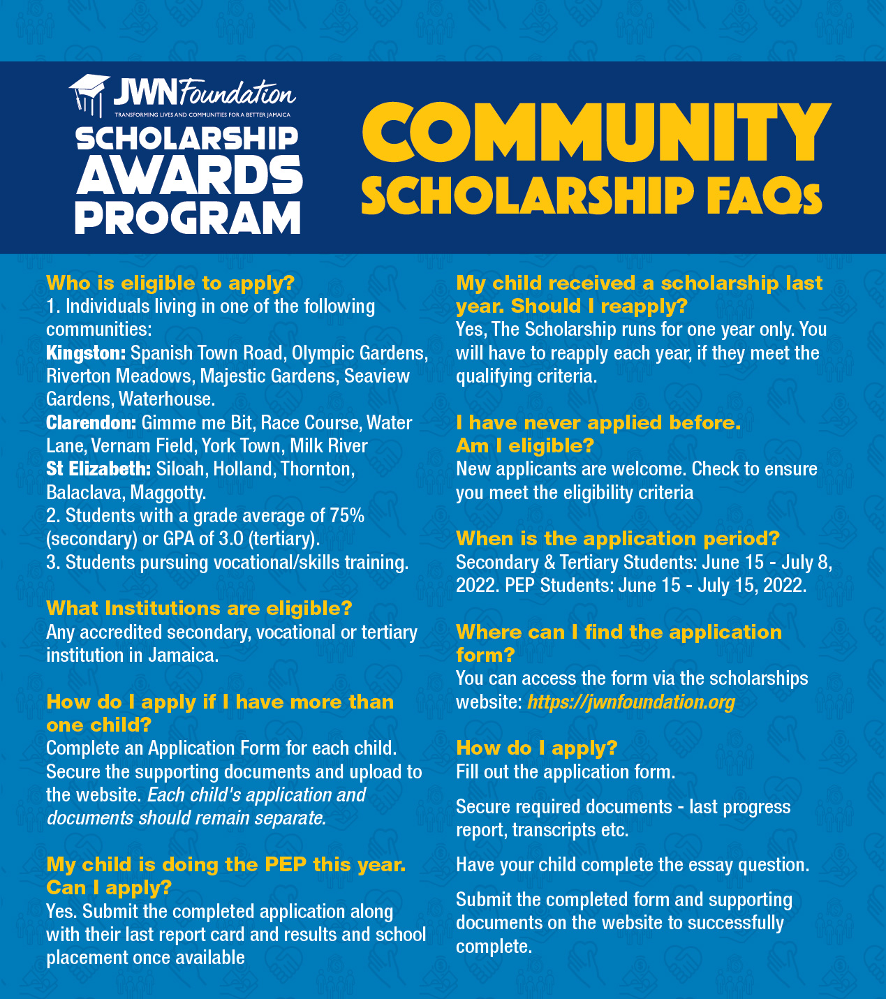 Scholarship FAQs - The JWN Foundation
